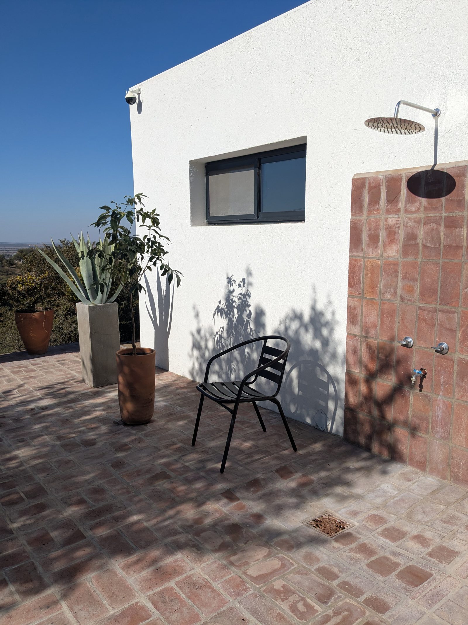 Outdoor rain shower on the terrace